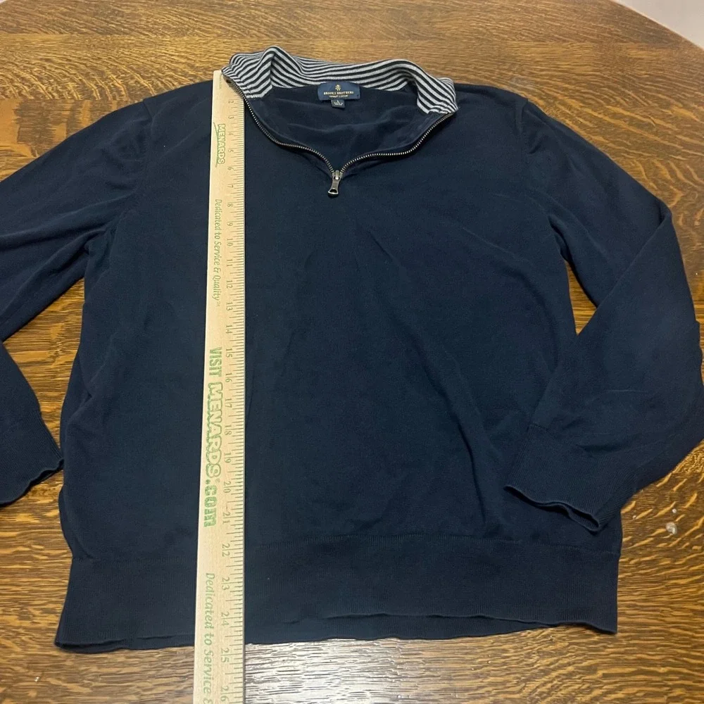 Brooks Brothers Quarter Zip Sweater Mens Large Navy Blue Supima Cotton